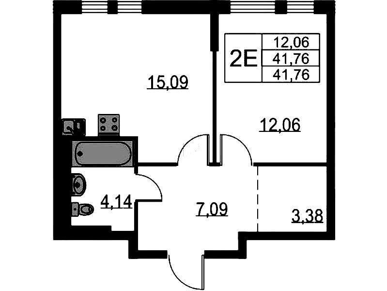 1-комнатная квартира 41.76 м², 18/18 эт., ЖК «Невская Долина»